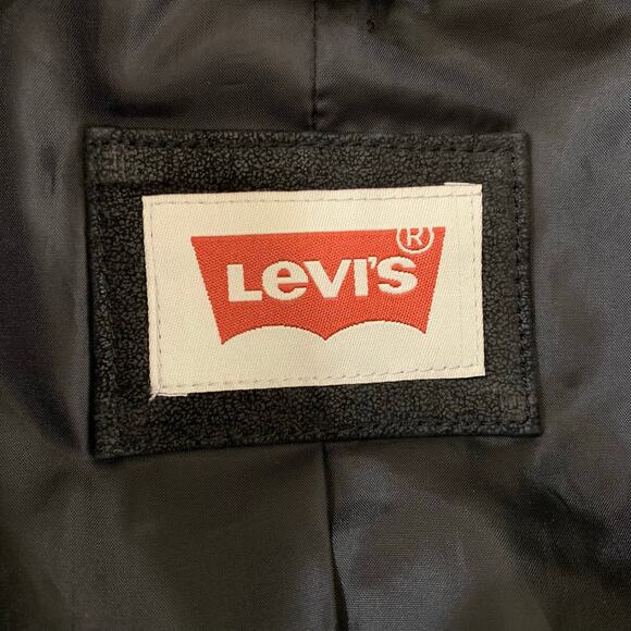 Vintage Levi’s Black Genuine Nubuck Leather Faux Fur Moto Jacket Size L Biker - Picture 3 of 14